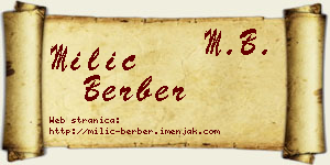 Milić Berber vizit kartica